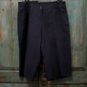 Eileen Fisher Women's Wide Leg Cotton/Linen Capri Pants in Black, Size Large